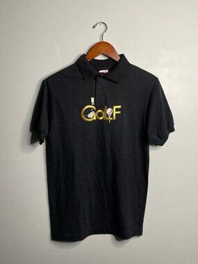Black vintage golf polo shirt with golf embroidered logo size small